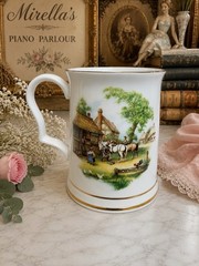 Vintage Royal Stafford Fine Bone China Tankard – English Village Stable Scene