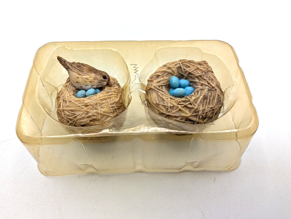 MARJOLEIN BASTIN Hallmark Bird Nest Clip Pair, Blue Eggs Ornaments Vintage, NEW