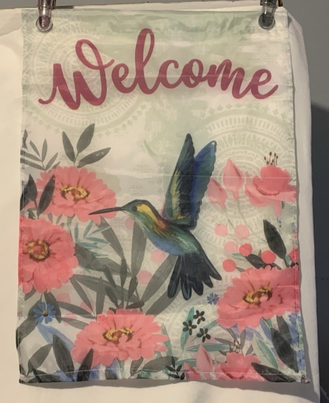 Unbranded WELCOME HUMMINGBIRD Polyester Garden Flag 13×18 – GUC