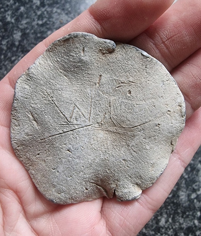 Metal Detecting Find Lead Disc WC Medieval /Post Medieval Antique 56mm 64.88g