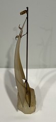 Handcrafted John DeMott Brass Sailboat Seagull Onyx Base Nautical Sculpture 12”