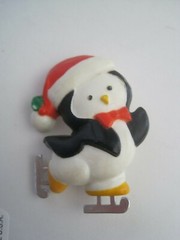 Penguin Skating Plastic Pin Hallmark 1983