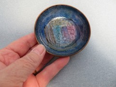 Mid Century Hakon Bjornstad Norwegian Enamel Copper Plate Dish Bowl