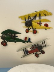 VINTAGE 1975 HOMCO USA DECOR METAL AIRPLANE 1232-BX-B TRI-WING++ 🇺🇸 LOT X3
