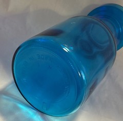 Vintage MCM Made in Belgium Large 9.5″ Turquoise Blue Glass Lever Apothecary Jar