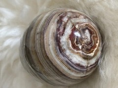 Marble Alabaster Carved Polished Egg Stripey Art Decor Paperweight 3″ Long