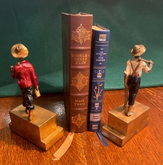 Antique Mark Twain’s Riverboat Rapscallions Tom&Huck Armor Bronze Clad Bookends