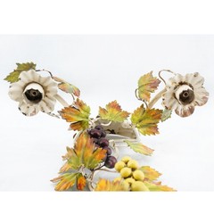 Vintage Italian Tole Metal Bunch Grape Wall Sconce Candleholder 2 Arm