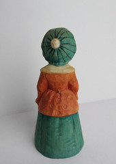 Vtg. Hand Painted Porcelain Bell Figurine 1980 Enesco Lady Dressed Old Fashion