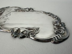 Vintage Ornate Art Nouveau Metal Casket Coffin Marker Blank Memorial Name Plaque