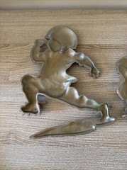 Vintage Homco Sexton 1970s Cast Aluminum Football Set of 3 Wall Hanging Plaques