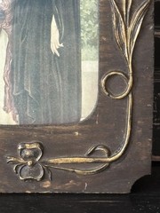 Antique Art Nouveau Wall Plaque Carved Wood Frame