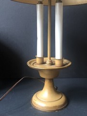 RARE! Vintage TOLE GOLD Tan Florentine Metal LAMP *Bouillotte Toleware Antique