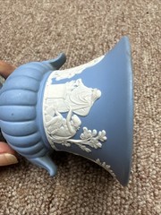 Wedgwood Blue Jasperware Vase with White Classical Relief Decoration