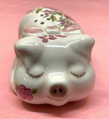 Ceramart Pig Vanity Potpourri Pomander Floral Made in Brazil 1978 Vintage