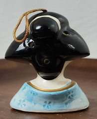 Vintage Unbranded Ceramic Hanging Incense Geisha Girl Bust in Blue Kimono