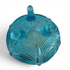 Vintage Fenton Blue Drape Opalescent Footed Rose Bowl Vase