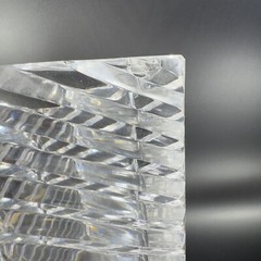 Rogaska Clear Crystal Glass Triangle Ribbed Shaped Vase Large Heavy Glass Optic