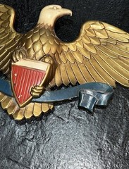 Sexton 27” Patriotic American Eagle Shield Wall Plaque Gold Aluminum Vintage