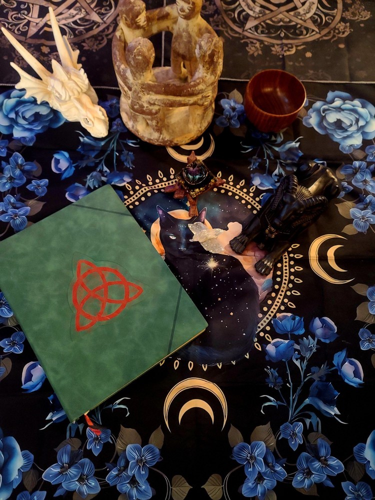 Mystical Items For Sell! 12 Total Includes Leather Spell Book, Statues & More