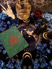 Mystical Items For Sell! 12 Total Includes Leather Spell Book, Statues & More