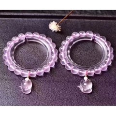 9mm Natural Beautiful Natural Rose Quartz Crystal Fox Beads Bracelet