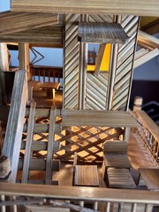 Traditional Intricate Asian/Doll Model house made of bamboo – has light inside