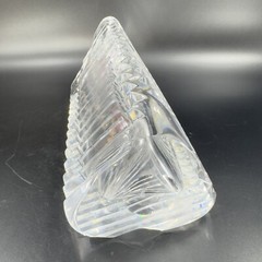 Rogaska Clear Crystal Glass Triangle Ribbed Shaped Vase Large Heavy Glass Optic