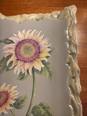 Heavy Hard Plastic Molded Wall Hanging Decor Sunflowers 12.5″x6.5″