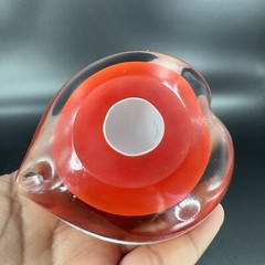 Hand Blown Red Heart Glass Paperweight Figurine Cased Heavy Glass Figure VTG