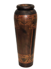 Very Large Art Nouveau Pokerwork Vase Signed Howe — 41 cm High