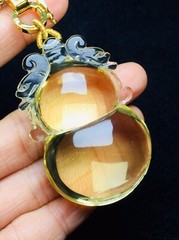 Natural yellow Citrine Quartz Crystal pixiu 貔貅 Pendant 18kAAAAA
