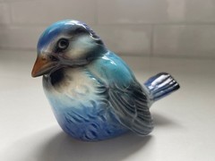 Goebel Bluebird Figurine CV74 Germany Porcelain Bird Glossy Hand Painted Vintage