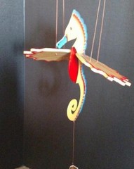 Flying Seahorse Yellow Mobile Sea Shore Decor Colombia Fair Trade Hand Painted