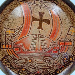 Poole Pottery Aegean Viking Ship Plate 12.5 Inch Abstract Modernist Ceramic MCM