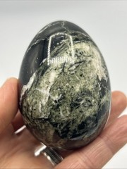 Vtg Dark Green Polished Jasper Stone Egg Shaped 3″ long