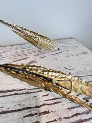 Vintage Wheat Stalk Wall Hanging Metal Brass Hollywood Regency MCM Decor (2)