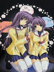 Clannad Anime T-Shirt XL Black Fujibayashi Sisters Y2K 2000s