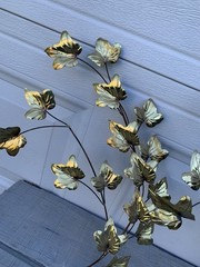 Vintage MCM Brass & Copper Tone Ivy Leaf Wall Art Set of 5 Metal Botanical Decor