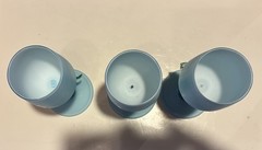 No label blue satin glass Victorian style soft matte hand blown decor