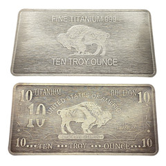 10x 10 Ounce Oz Titanium Buffalo Bar .999 Fine Ti Element