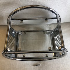 VTG Round Chrome Metal Glass Wall Shelf MCM Mesh Side Bauhaus Eileen Gray Circle