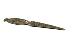 Vintage Art Nouveau Brass Bookmark Dancing Couple Etched Scrollwork Page Marker