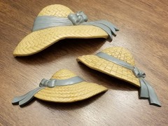 Set of 3 Vintage Burwood Homco Home Interiors Plastic Straw Hat Wall Hangings