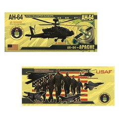 5 Pc/set USAF Fighter Jet Gold Foil Banknote Collection F16 F22 F35 B2 AH64 Gift