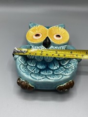Blue Ceramic Owl Decorative Dish Plate Trinket Spoon Rest