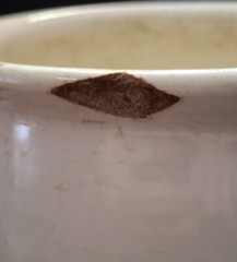 W.S. George White Granite Ironstone Chamber Pot With Handle 5×9″ Ant Primitive