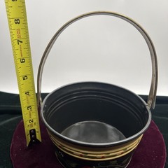 Tin Toleware Tole Ware Bucket Basket Metal Handpainted Apples Vintage