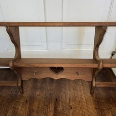 Vtg XL LARGE Wood Heart Shaped Shelf Hooks 90s Cottage Country Granny Core 48×18