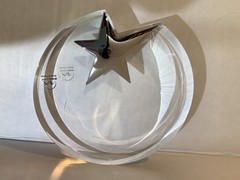 Sale Vintage Maxcrystal Circular Optical Crystal Piece W/ Polished Metal Star